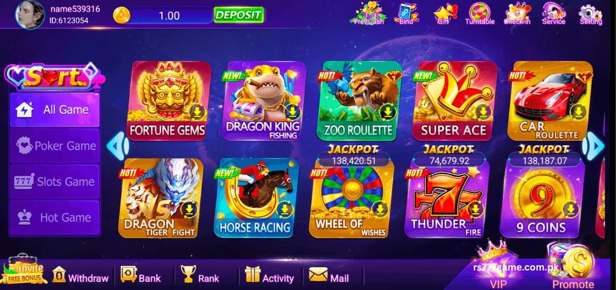 Rs777 Game game selection Rs777 games collection